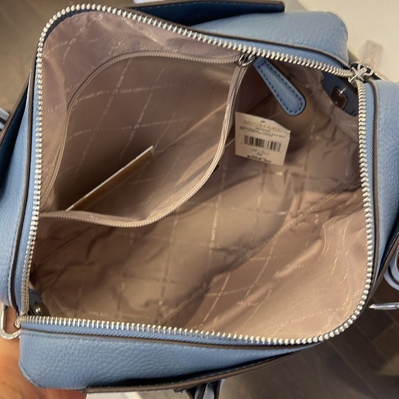 Michael Kors Mercer Medium Top Sip Color-Block Belted Satchel Crossbody Purse MK - Picture 11 of 16